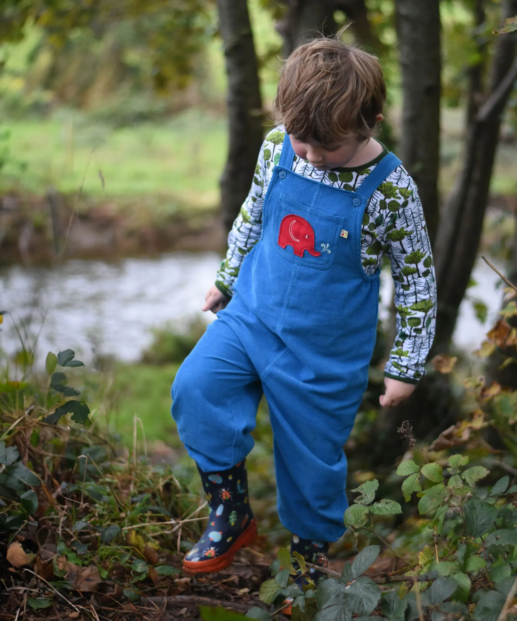 Frugi Babipur Kids Blue Cord Dungarees