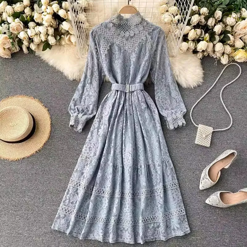 Gentle style dress for women new design lace mid-length skirt     S4652