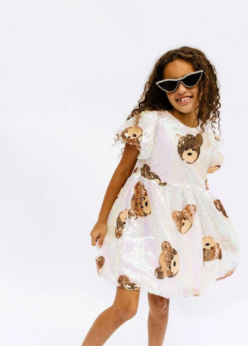 Girls Dresses | Sequin Bear Dress | Lola and The Boys