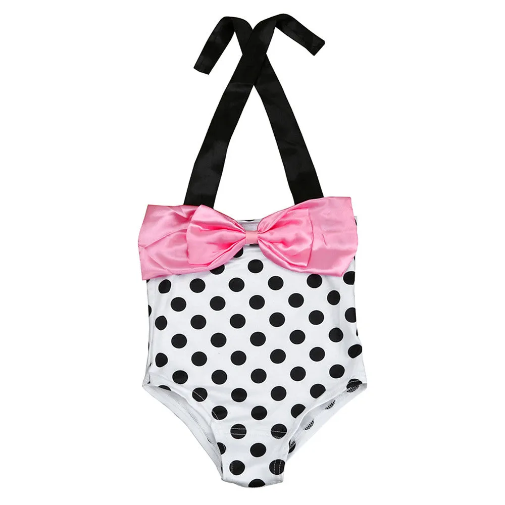 Girls Polka Dot One Piece Swimsuit- Size 2 - 6 years