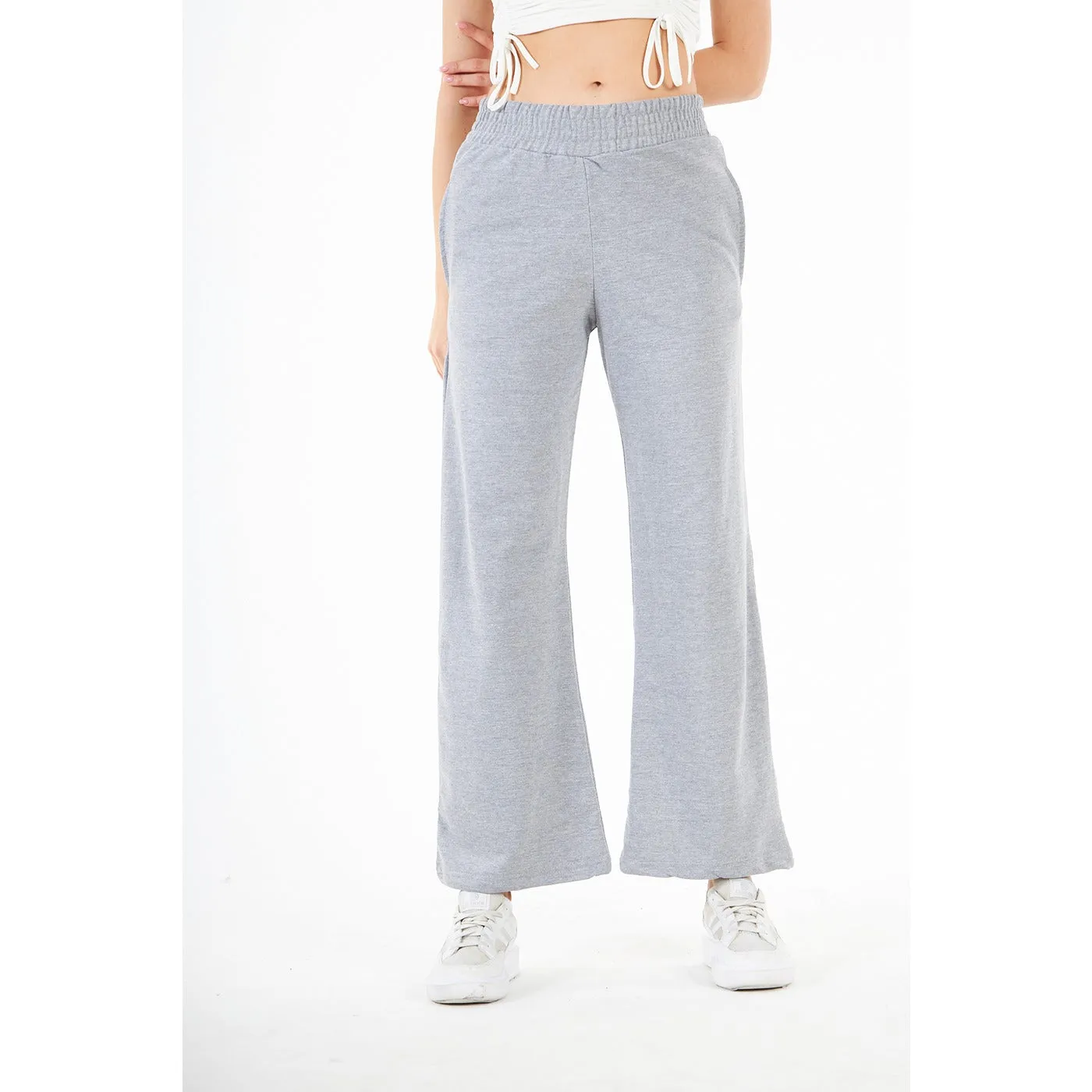 Grey Wide Leg High Trousers