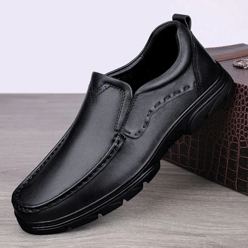 Hnzxzm Handmade Men Shoes Genuine Leather Casual Shoes For Men Flat Platform Walking Shoes Loafers Breathable Business Formal Shoes