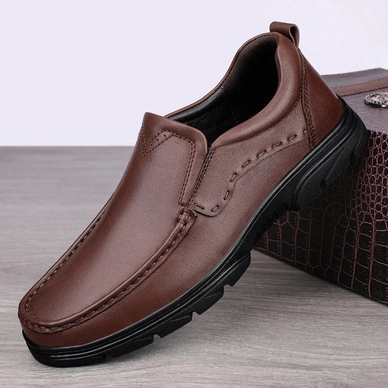 Hnzxzm Handmade Men Shoes Genuine Leather Casual Shoes For Men Flat Platform Walking Shoes Loafers Breathable Business Formal Shoes