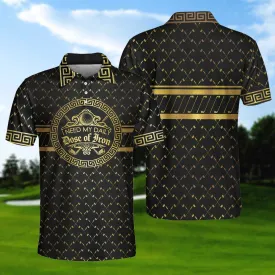 I Need My Daily Dose Of Iron Black & Gold Polo Shirt, Luxury Golden Greek Golf Shirt For Men Coolspod