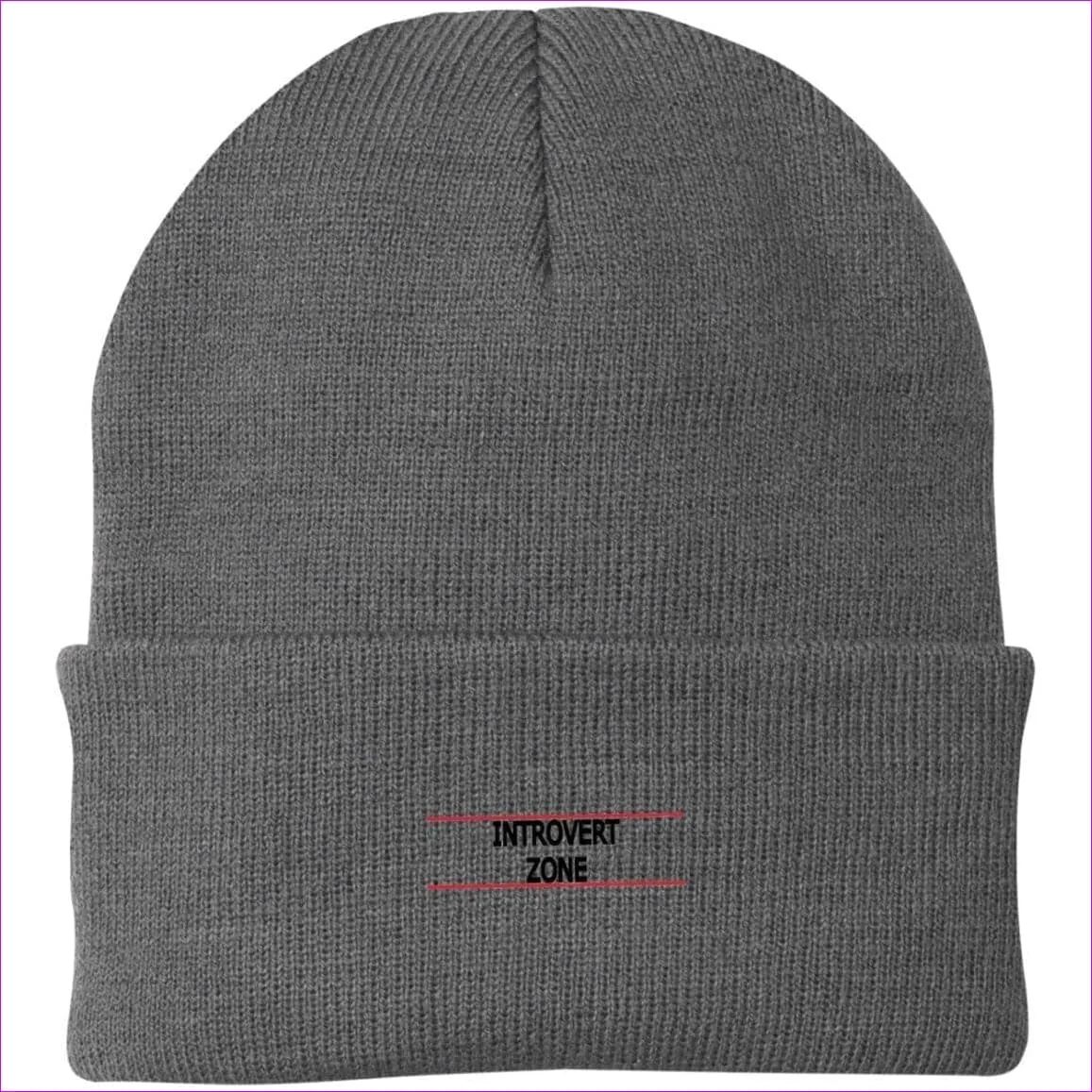 Introvert Zone Embroidered Knit Cap, Cap, Beanie