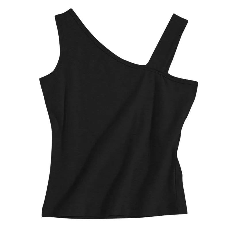 Irregular Symmetrical Off-Shoulder Pure Cotton Tank Top