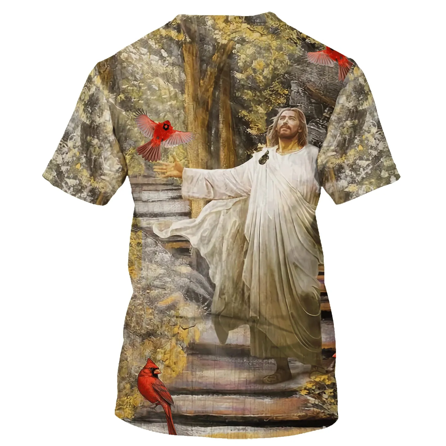 Jesus And Cardinal 3d All Over Print Shirt - Christian 3d Shirts For Men Women