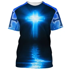 Jesus Is My God My King My Lord Lion Cross Light 3d T-Shirts - Christian Shirts For Men&Women