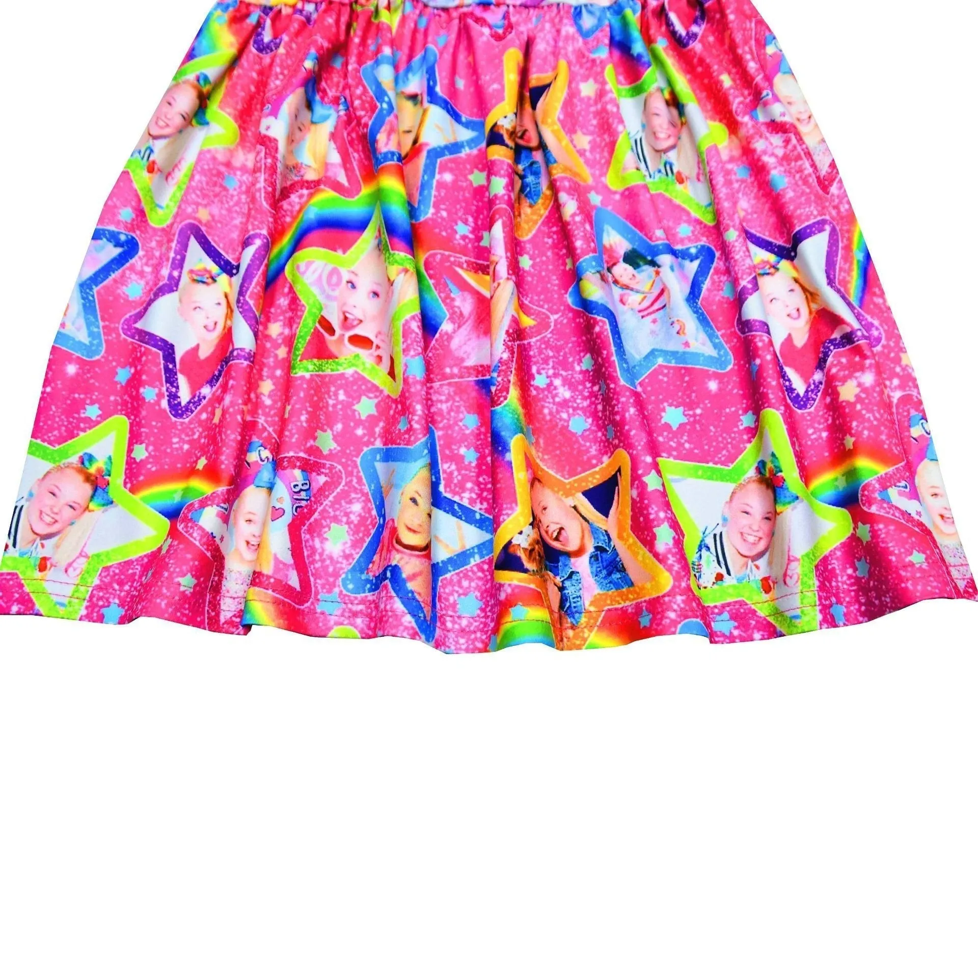 JoJo Siwa Cute Girls Costume Cartoon Unicorn Ruffle Sleeve Dresses Gift