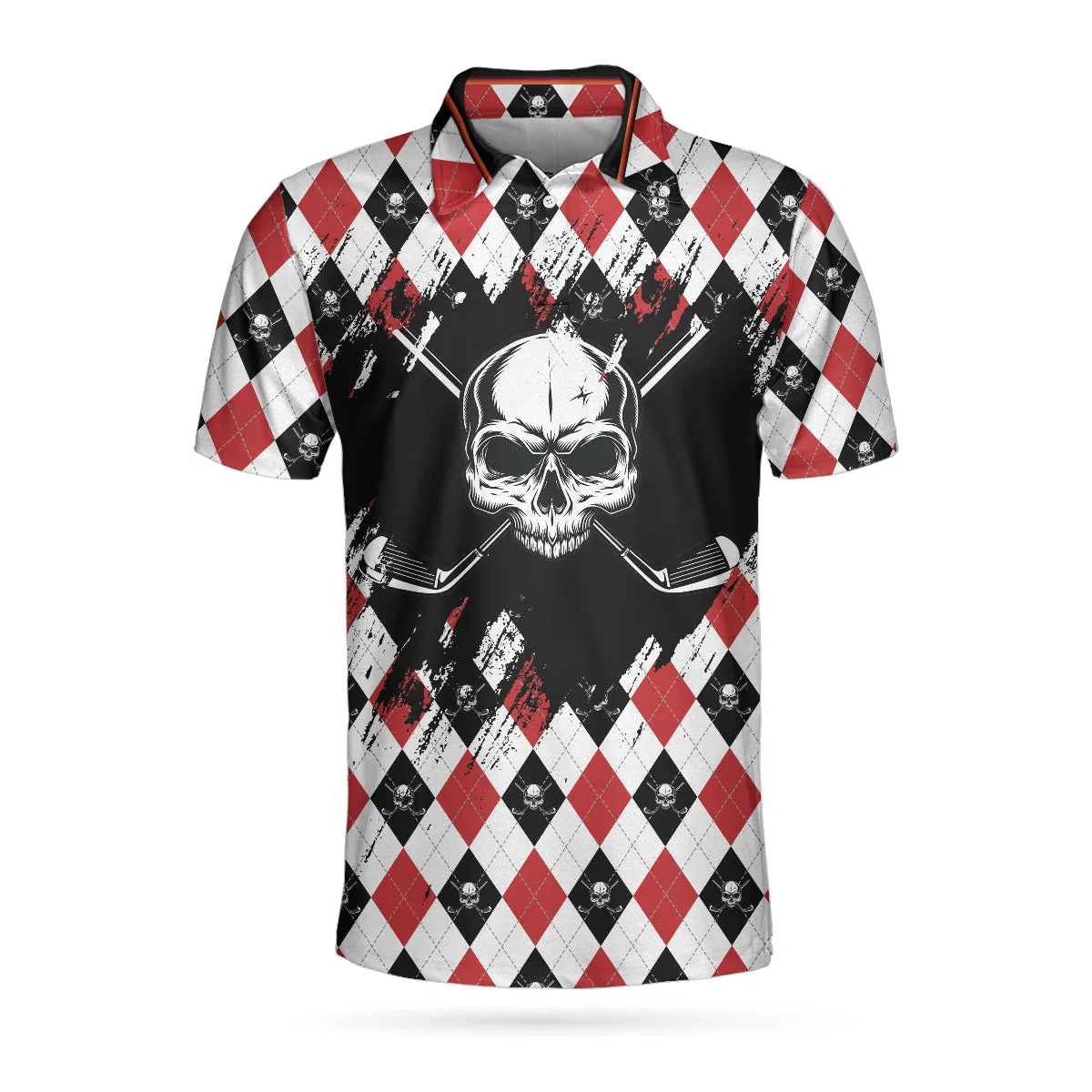 Just Gonna Stand There And Watch Me Golf Polo Shirt, Argyle Pattern Skull Golf Shirt For Men Coolspod