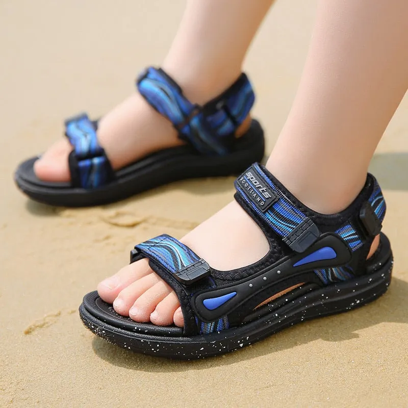 Kids Boys Sandals Beach Shoes Breathable Flat Sandals EVA Leather Children Outdoor Shoes - YBSD50558