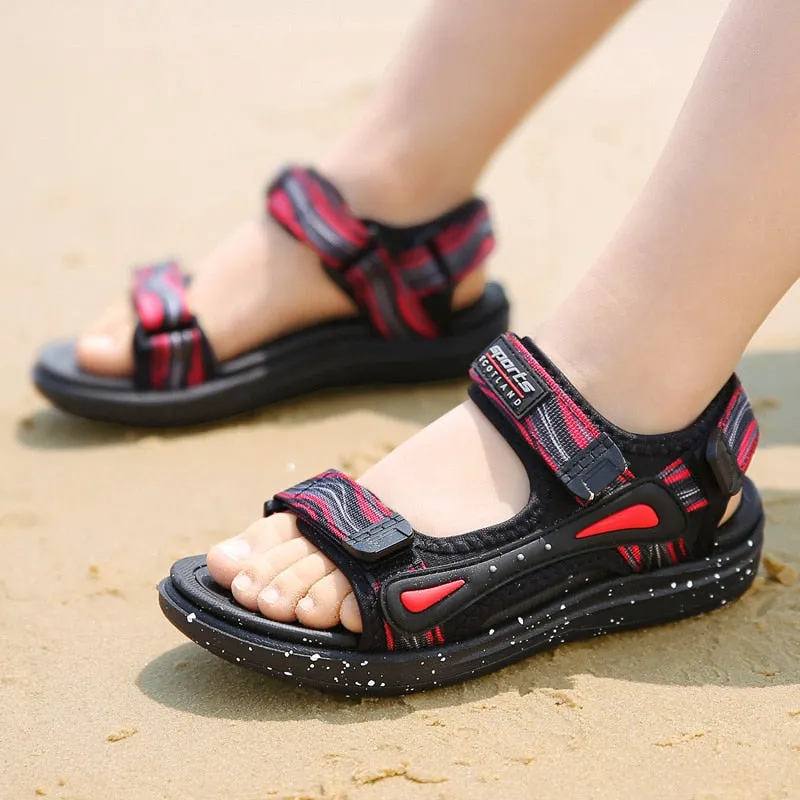 Kids Boys Sandals Beach Shoes Breathable Flat Sandals EVA Leather Children Outdoor Shoes - YBSD50558