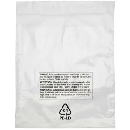 Lip & Tape Self Sealing Suffocation Warning Bags (Vented) 12 x 18 x 1.5 mil