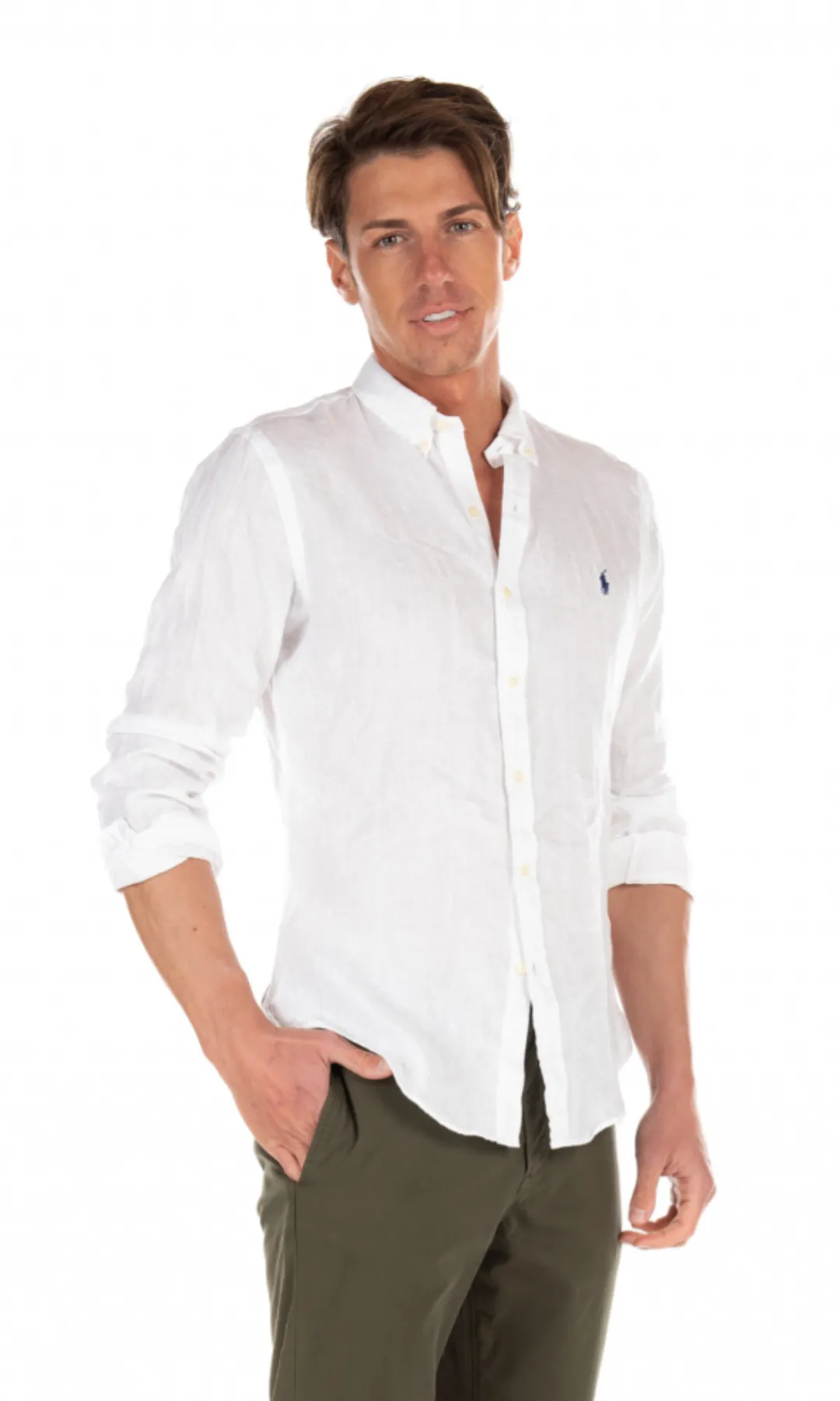 Men Linen Shirt Basic White