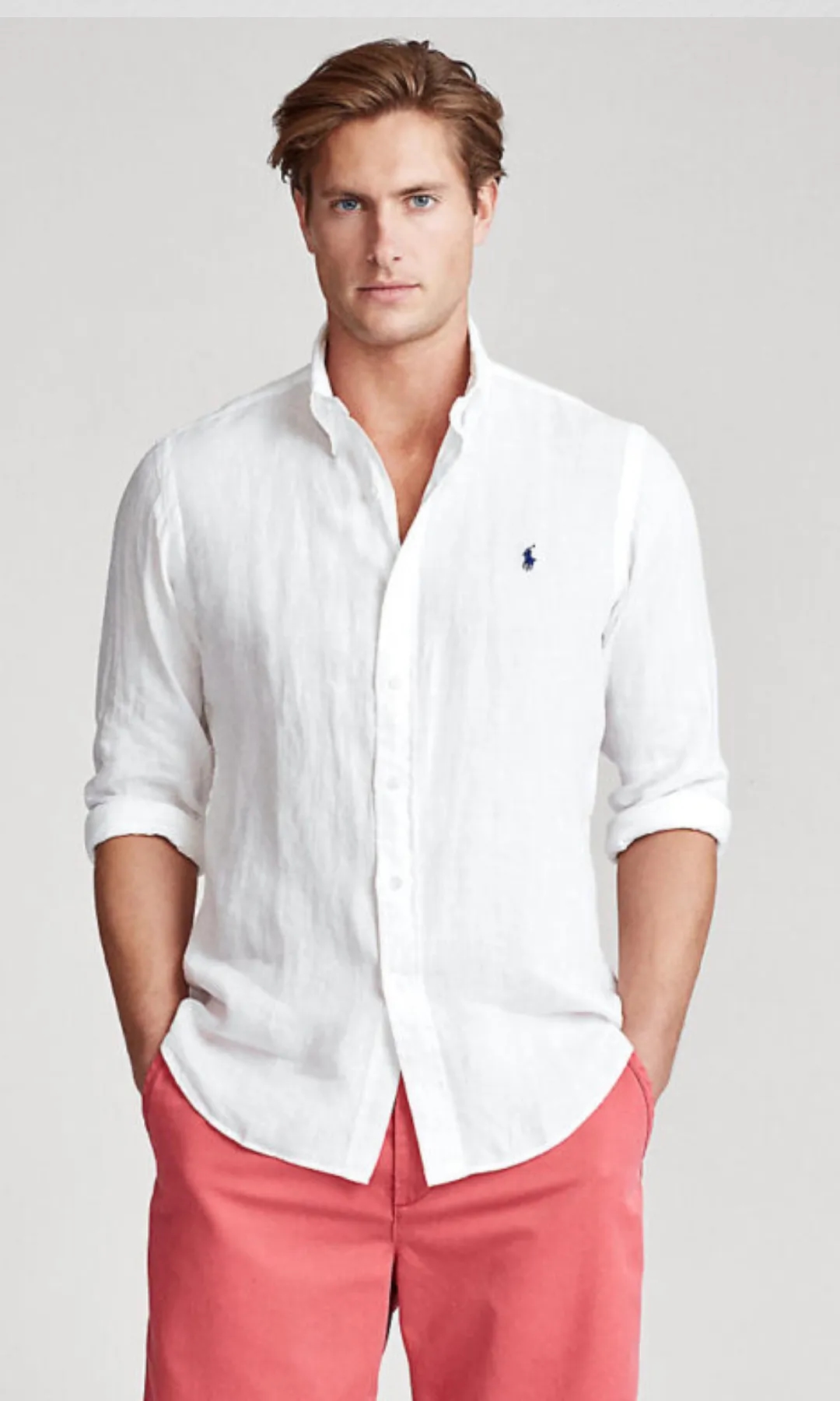 Men Linen Shirt Basic White