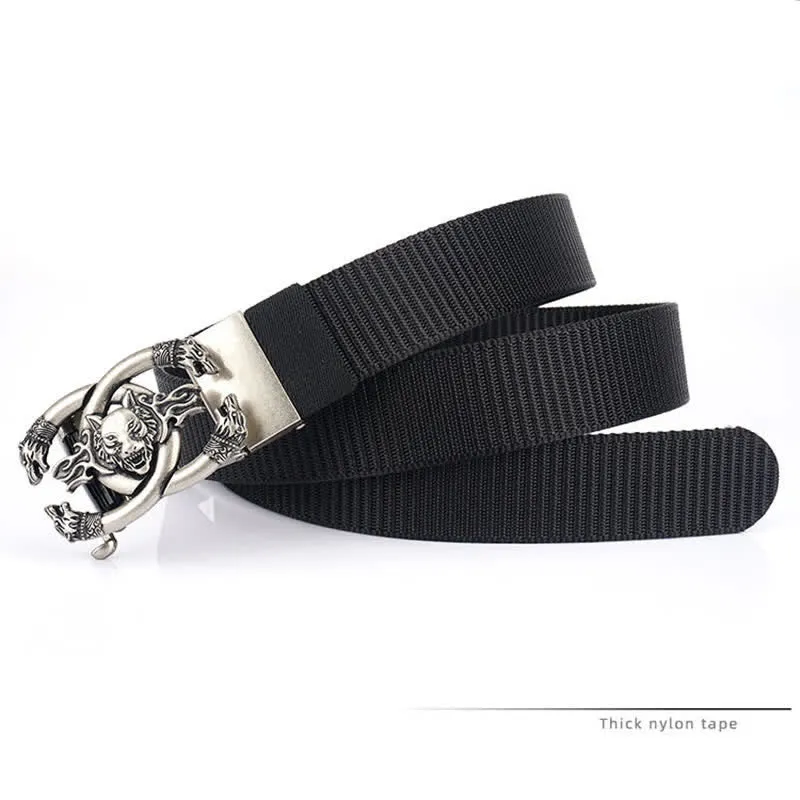 Men's Fierce Wolves In Flame Nylon Belt