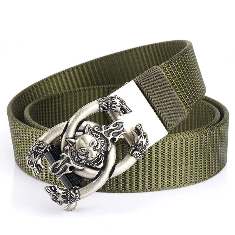 Men's Fierce Wolves In Flame Nylon Belt