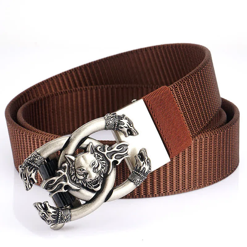 Men's Fierce Wolves In Flame Nylon Belt