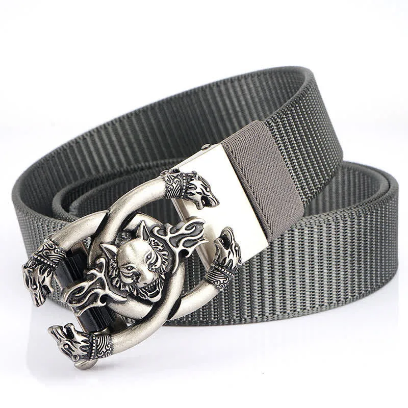 Men's Fierce Wolves In Flame Nylon Belt