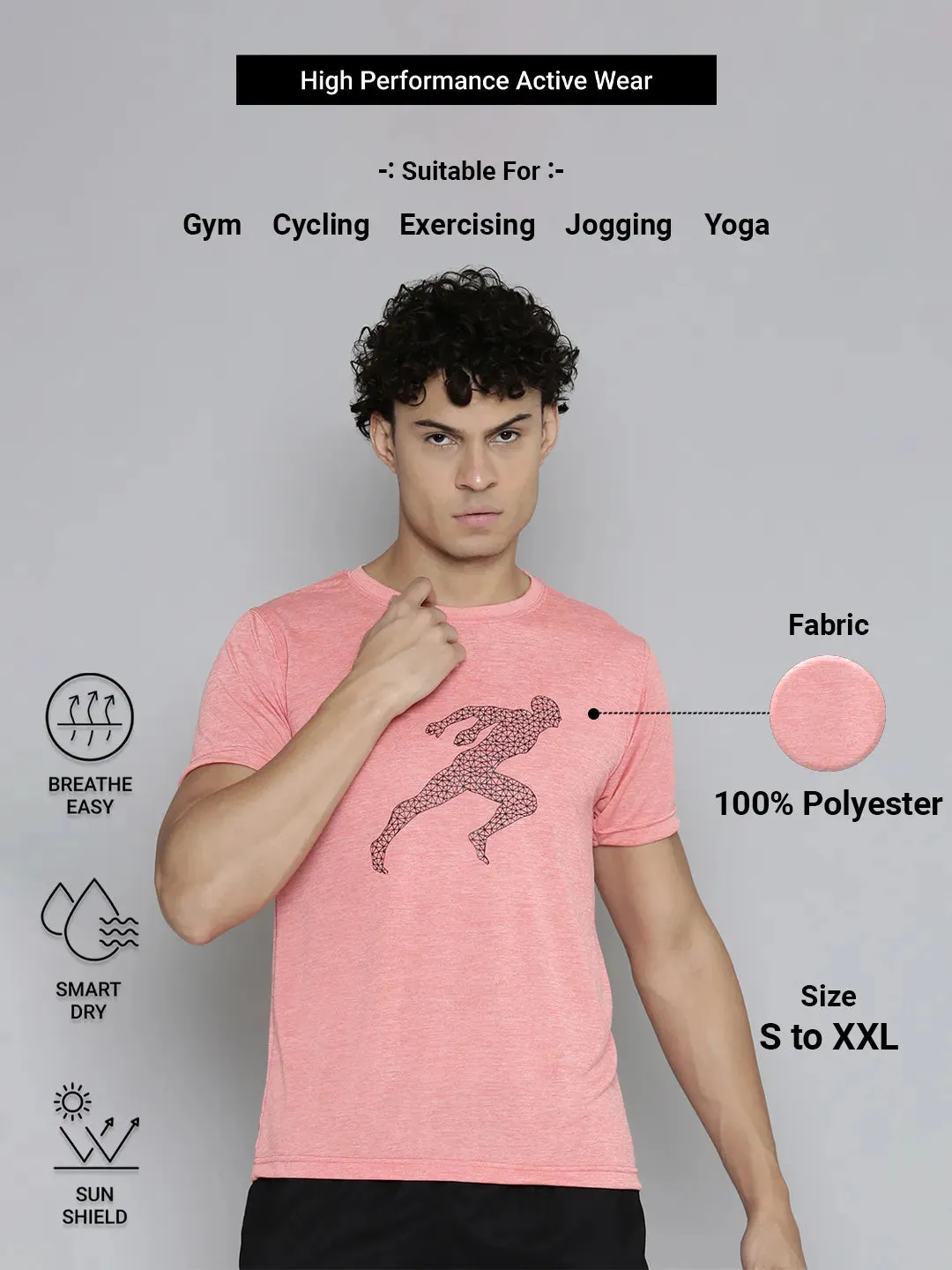 Men’s Max Performance Dry Fit T-shirt (Peach)