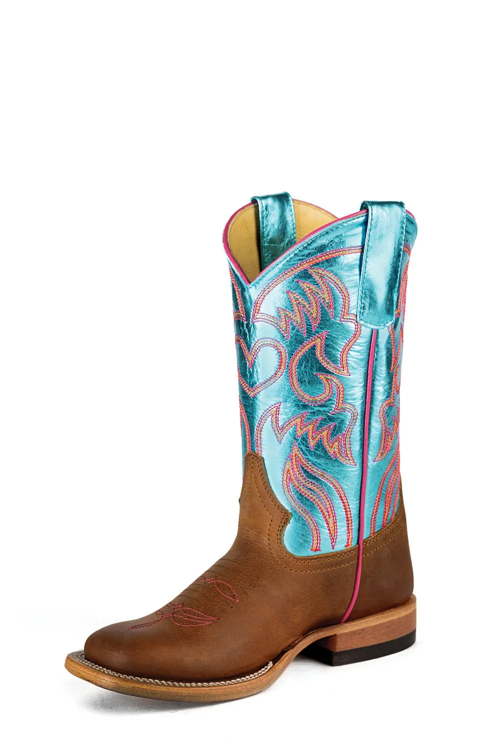 Miss Macie Bean Kids Girls Turquoise Metallic Leather Fashion Boots 13 M