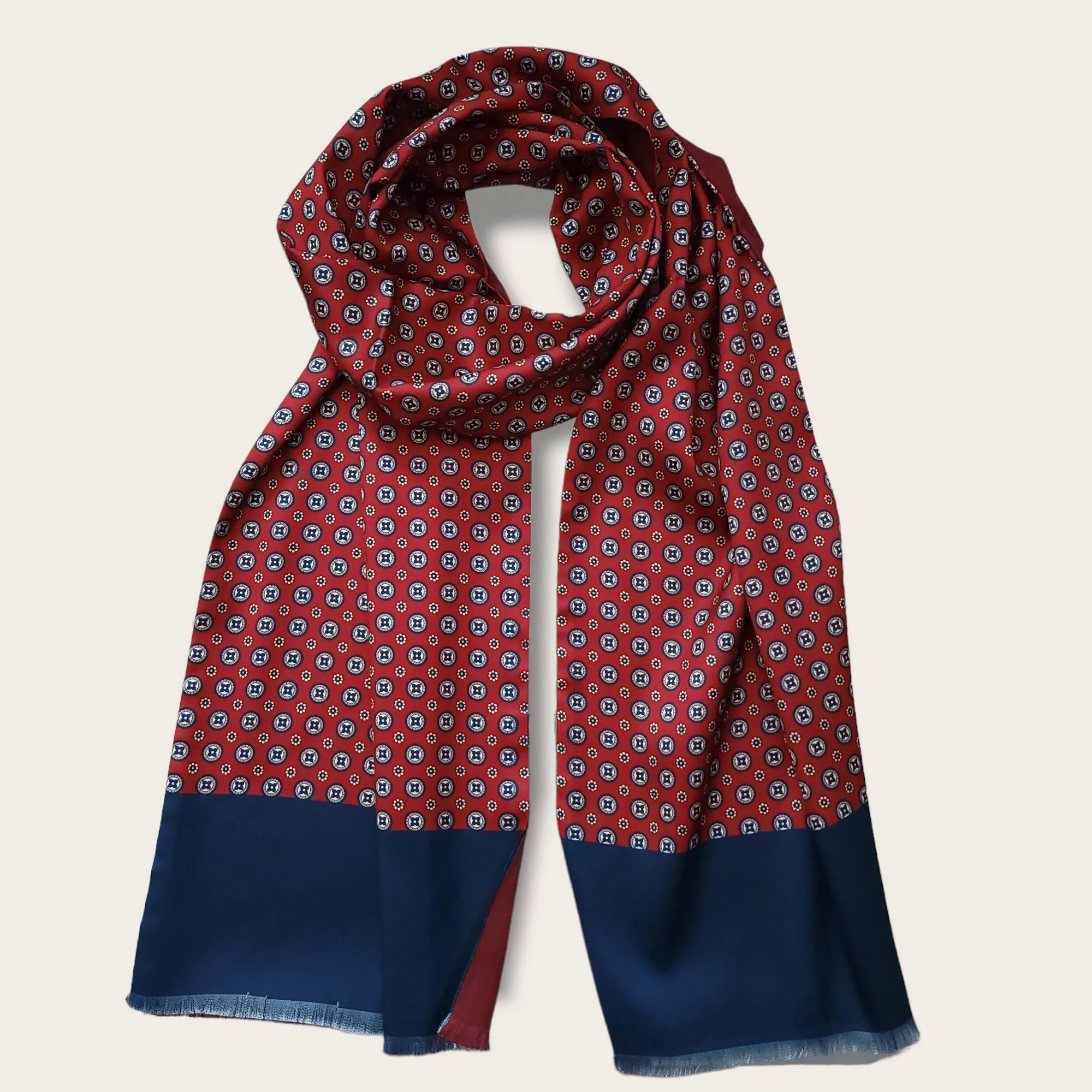 Navy Blue Red Dot Luxury Scarf