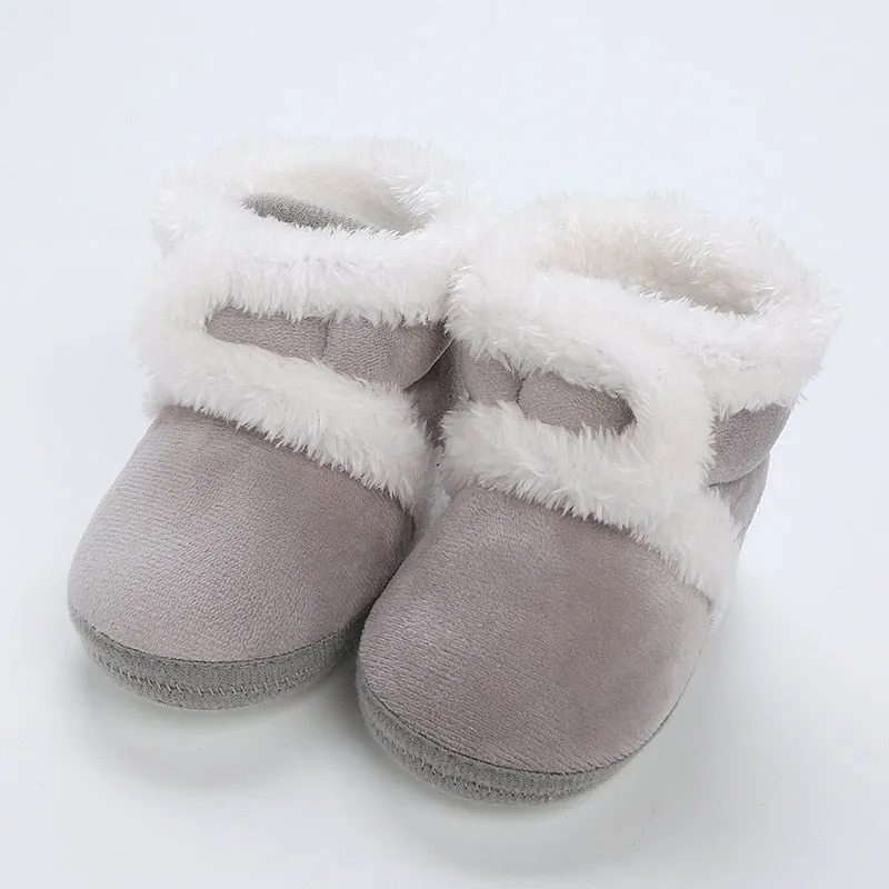 Newborn Baby Girls Soft Booties Solid Pompom Snow Boots Infant Toddler Newborn Warming Shoes - TGSH50686