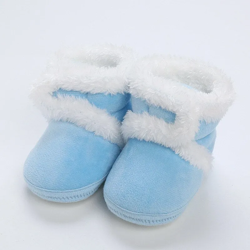 Newborn Baby Girls Soft Booties Solid Pompom Snow Boots Infant Toddler Newborn Warming Shoes - TGSH50686