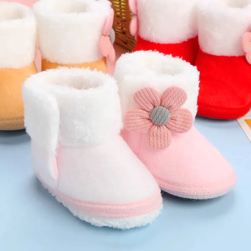 Newborn Baby Girls Soft Booties Solid Pompom Snow Boots Infant Toddler Newborn Warming Shoes - TGSH50686