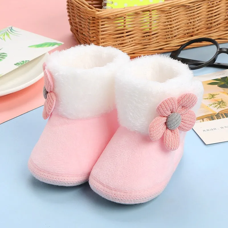 Newborn Baby Girls Soft Booties Solid Pompom Snow Boots Infant Toddler Newborn Warming Shoes - TGSH50686