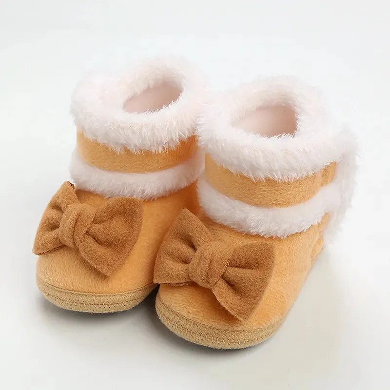 Newborn Baby Girls Soft Booties Solid Pompom Snow Boots Infant Toddler Newborn Warming Shoes - TGSH50686