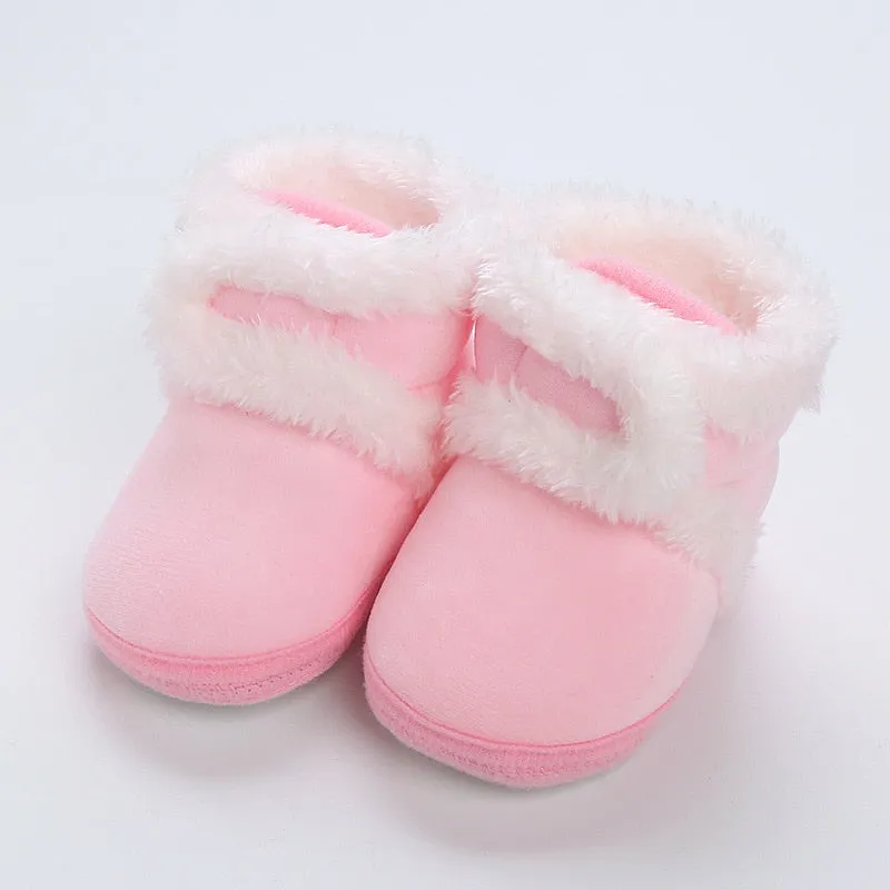 Newborn Baby Girls Soft Booties Solid Pompom Snow Boots Infant Toddler Newborn Warming Shoes - TGSH50686