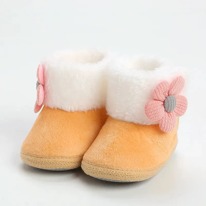 Newborn Baby Girls Soft Booties Solid Pompom Snow Boots Infant Toddler Newborn Warming Shoes - TGSH50686