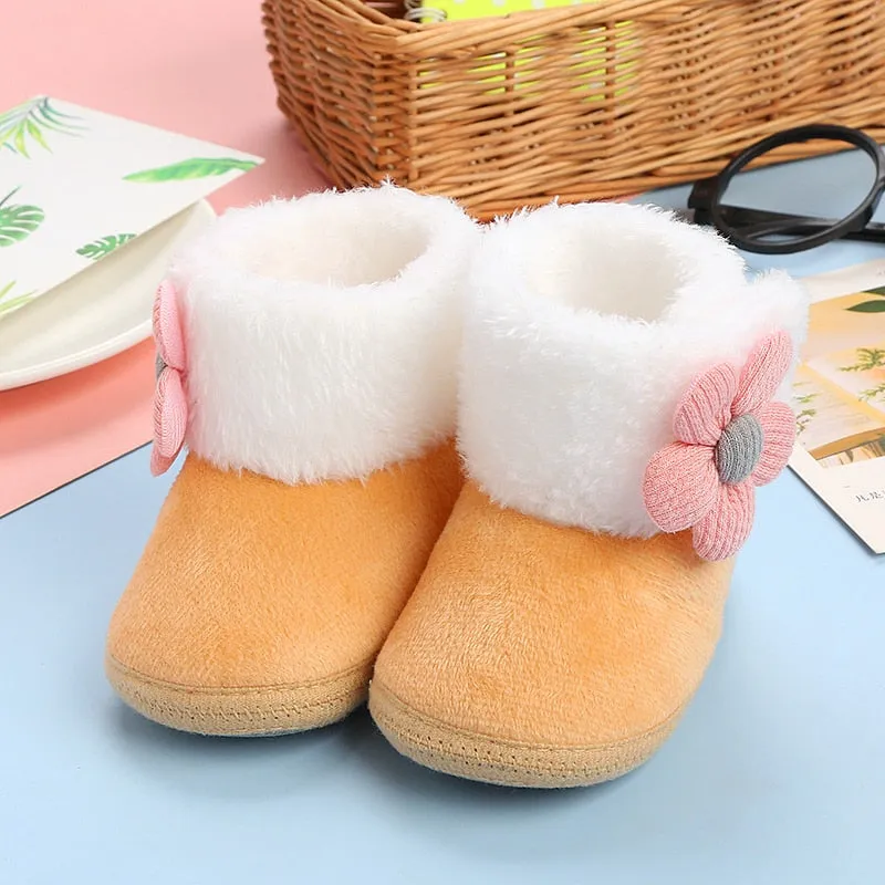 Newborn Baby Girls Soft Booties Solid Pompom Snow Boots Infant Toddler Newborn Warming Shoes - TGSH50686