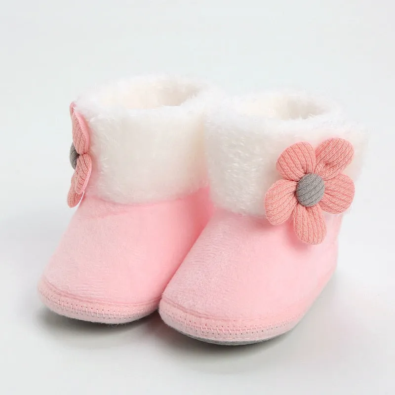 Newborn Baby Girls Soft Booties Solid Pompom Snow Boots Infant Toddler Newborn Warming Shoes - TGSH50686