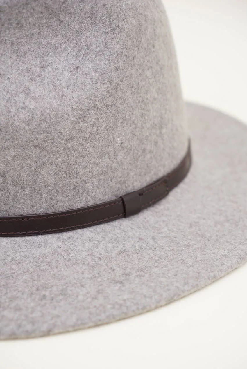 Olive & Pique - GARRISON - 100% Wool Felt Heather Gray Rancher, Vivid Hunter Green Satin Lining Hat