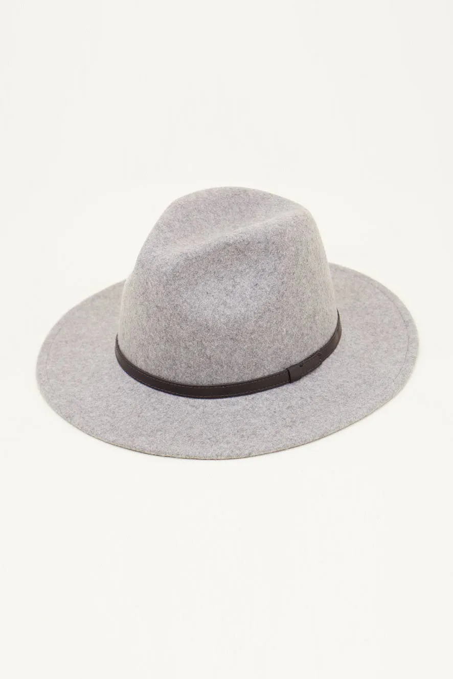 Olive & Pique - GARRISON - 100% Wool Felt Heather Gray Rancher, Vivid Hunter Green Satin Lining Hat