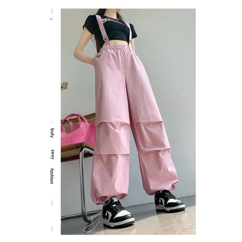 Overalls Loose-Fit Straight Wide-Leg Workwear Comfortable Tapered Pants