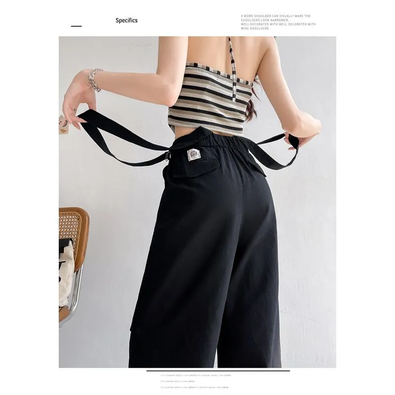 Overalls Loose-Fit Straight Wide-Leg Workwear Comfortable Tapered Pants