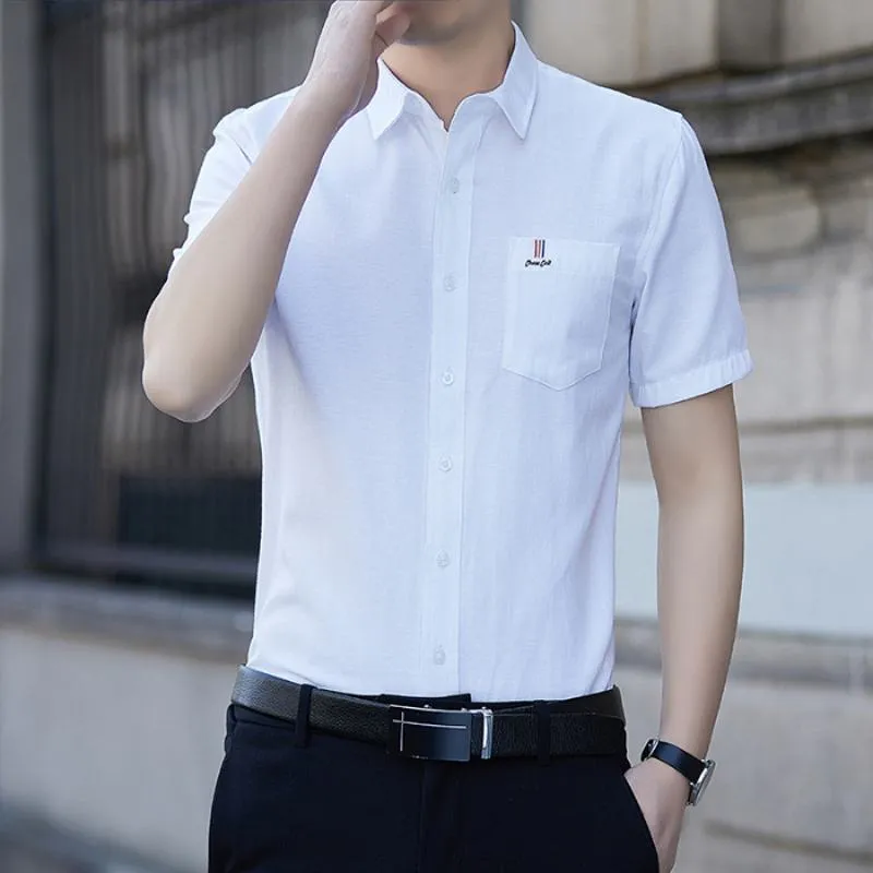 Patched Pocket Button Casual Short Sleeve Shirt