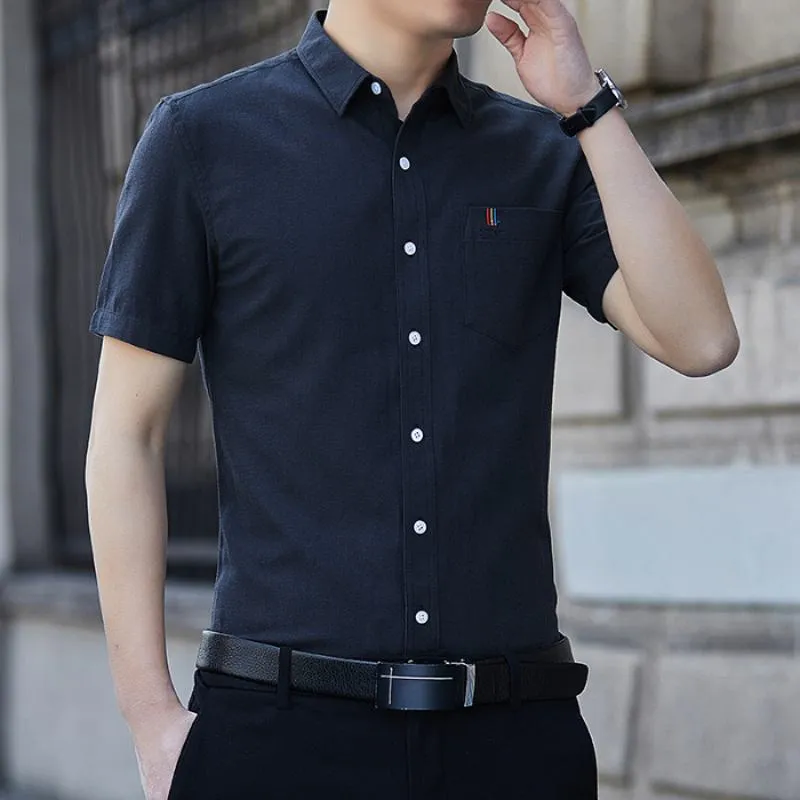 Patched Pocket Button Casual Short Sleeve Shirt