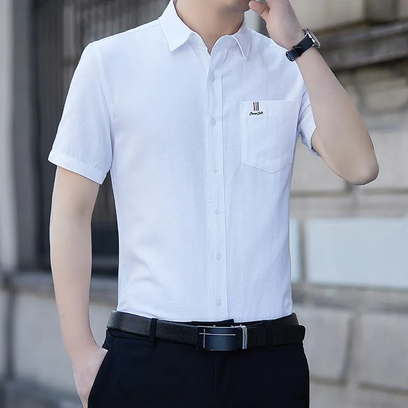 Patched Pocket Button Casual Short Sleeve Shirt