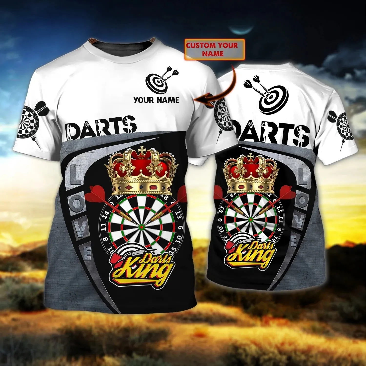 Personalized 3D All Over Print Dart King T Shirt Men Women Gift For Dart Lovers