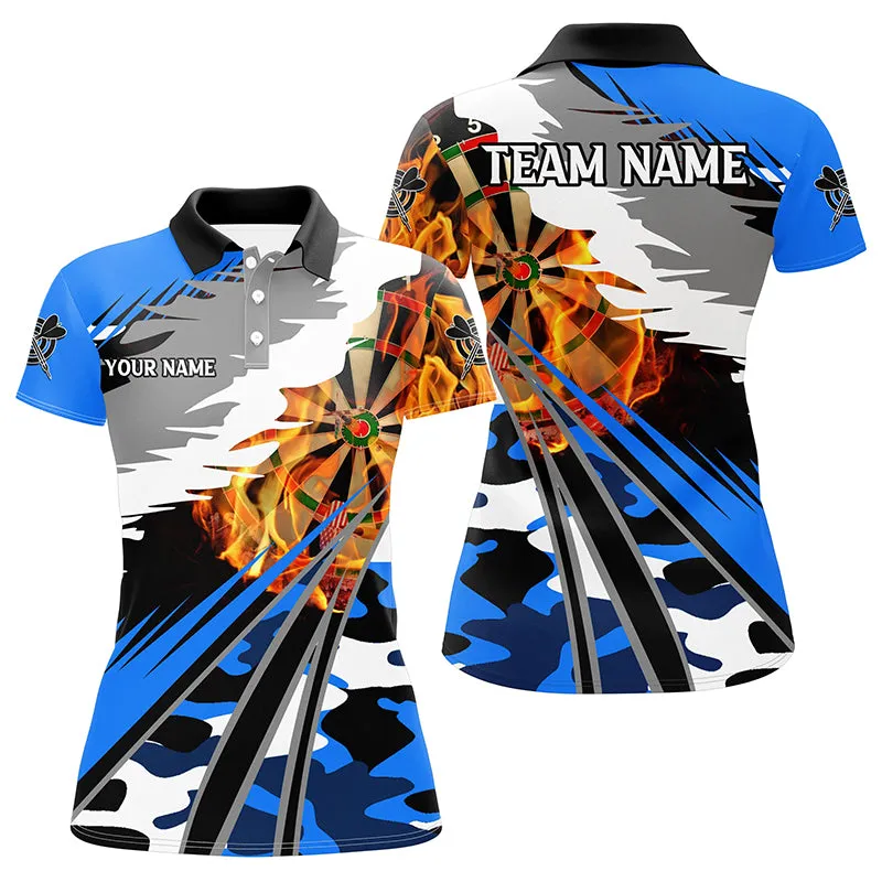 Personalized 3D Dart Board Fire Women Dart Polo Shirts Custom Multi Color Dart Polo Attire For Team