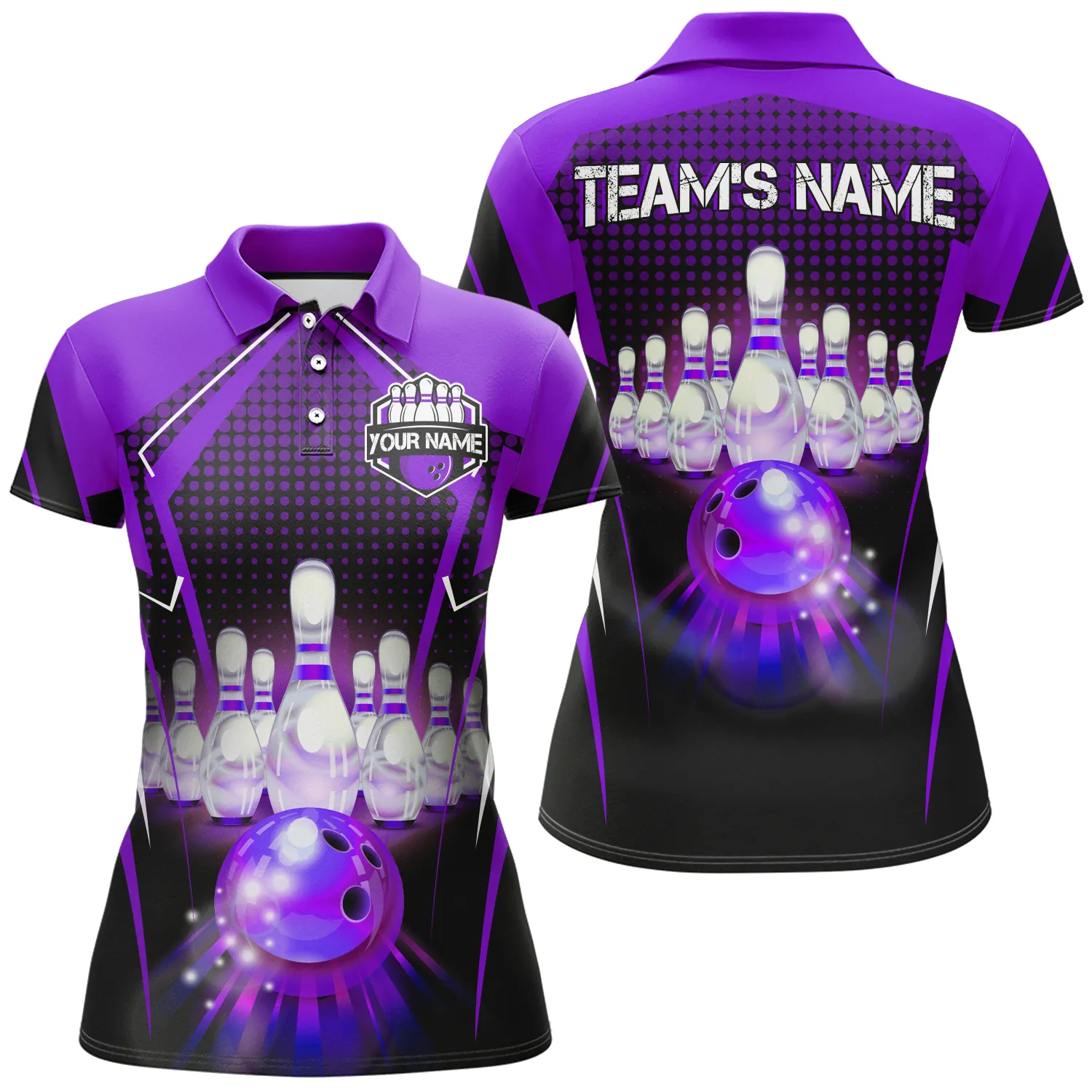 Personalized Bowling Polo with Name and Team Name Custom Bowling Team, Bowling Polo Shirt for Women