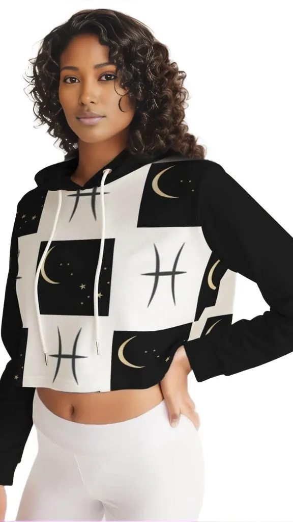 Pisces Moon Womens Cropped Hoodie