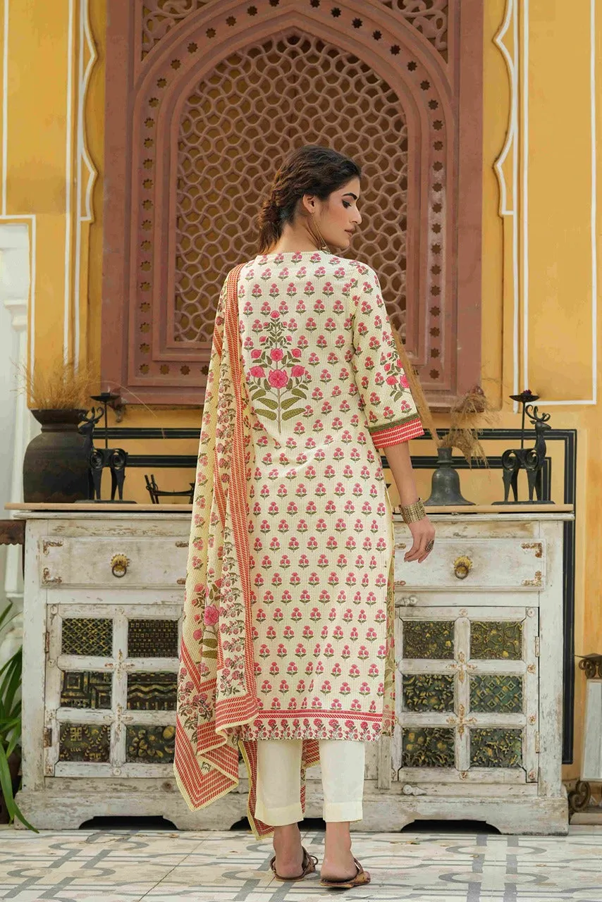 Rayon Printed  Kurta, Pants & Dupatta Set