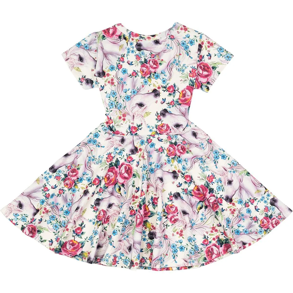 Short Sleeve Waisted Dress | Unicorn Lullaby Print | Rock Your Baby