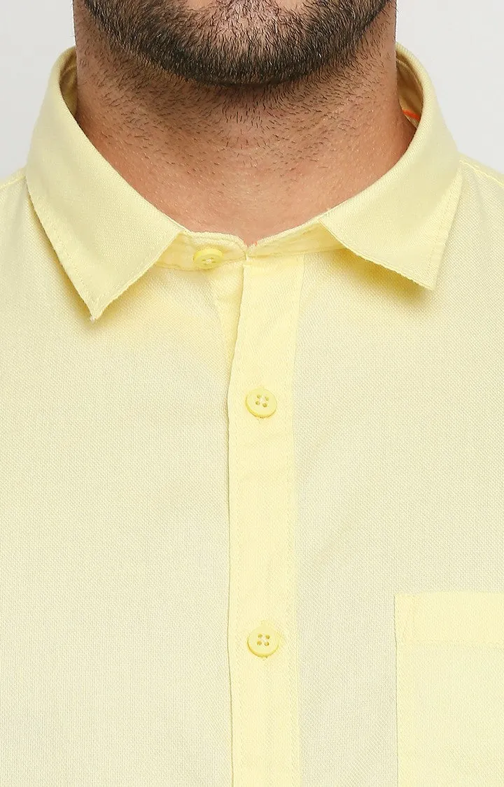 Spykar Men Yellow Cotton Regular Fit Full Sleeve Casual Shirt