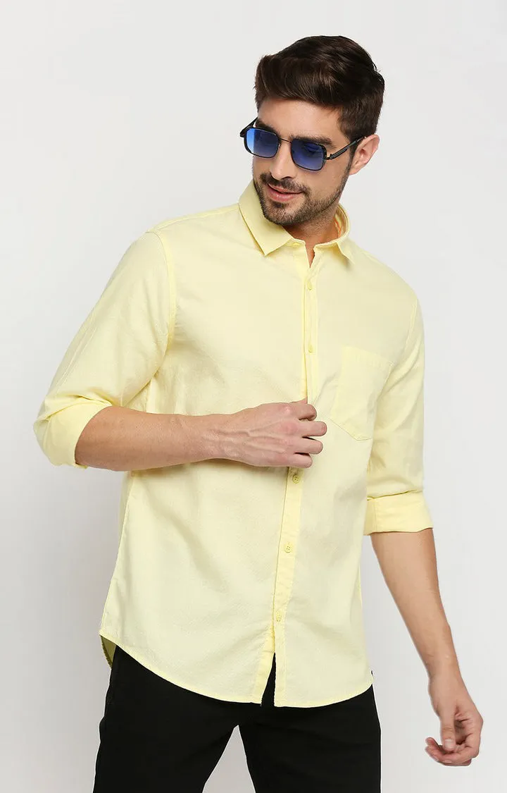 Spykar Men Yellow Cotton Regular Fit Full Sleeve Casual Shirt